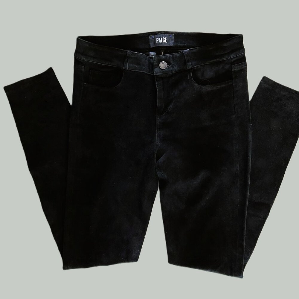 PAIGE Jeans Suede 100% Leather Black Size 26